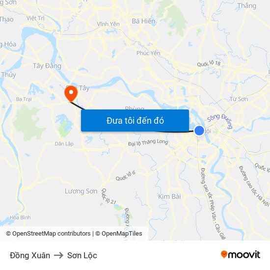 Đồng Xuân to Sơn Lộc map