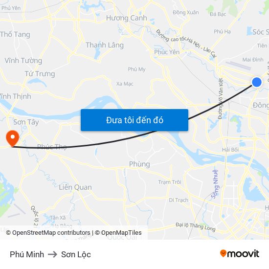 Phú Minh to Sơn Lộc map