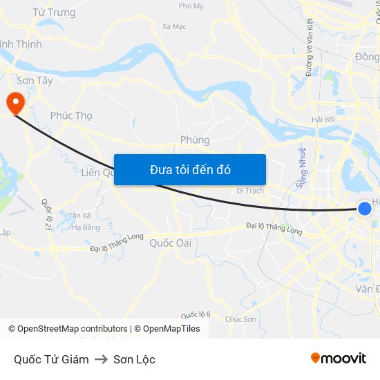 Quốc Tử Giám to Sơn Lộc map