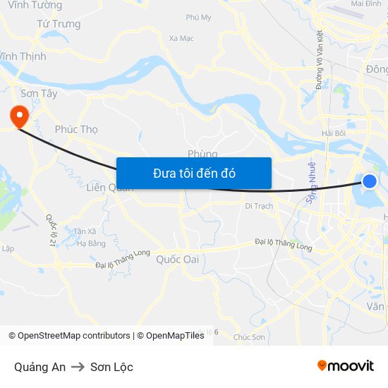 Quảng An to Sơn Lộc map