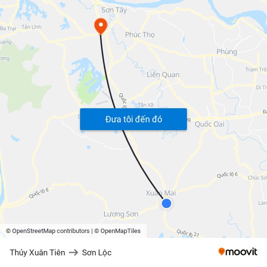 Thủy Xuân Tiên to Sơn Lộc map