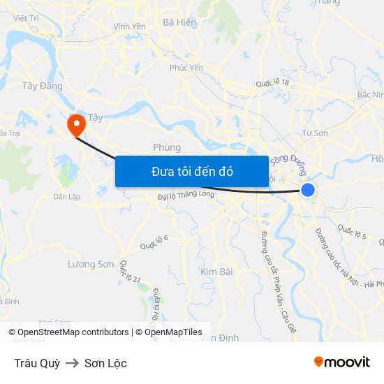 Trâu Quỳ to Sơn Lộc map