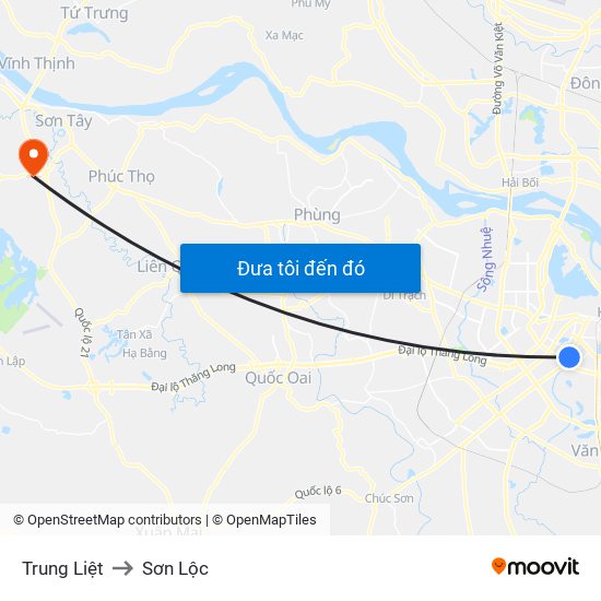 Trung Liệt to Sơn Lộc map