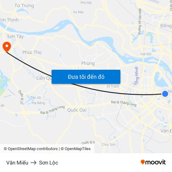 Văn Miếu to Sơn Lộc map