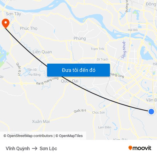 Vĩnh Quỳnh to Sơn Lộc map