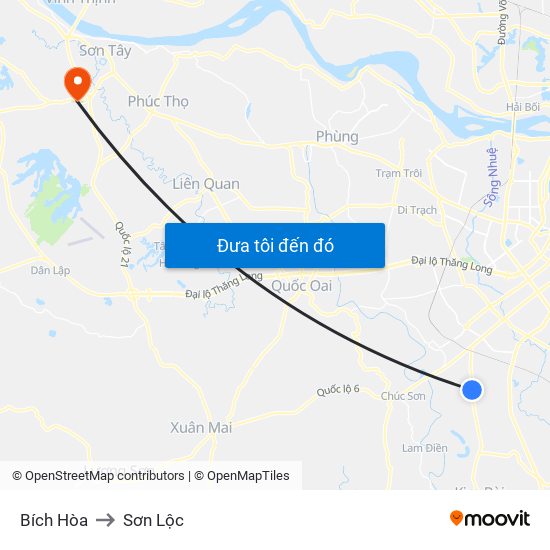 Bích Hòa to Sơn Lộc map