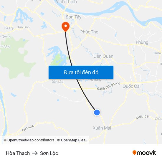 Hòa Thạch to Sơn Lộc map