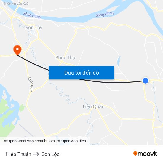 Hiệp Thuận to Sơn Lộc map