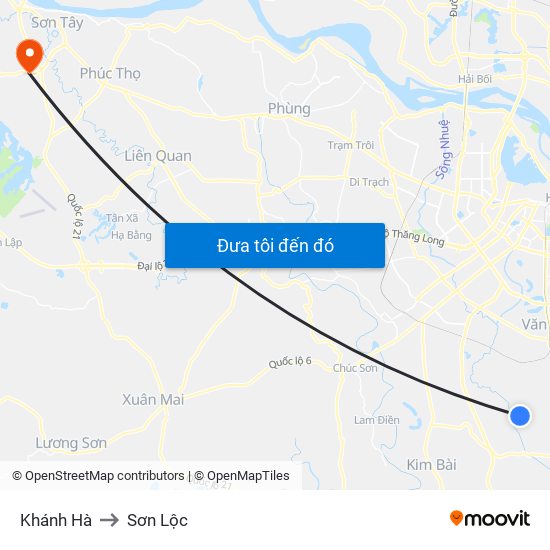 Khánh Hà to Sơn Lộc map