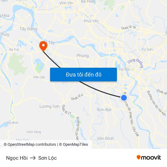 Ngọc Hồi to Sơn Lộc map