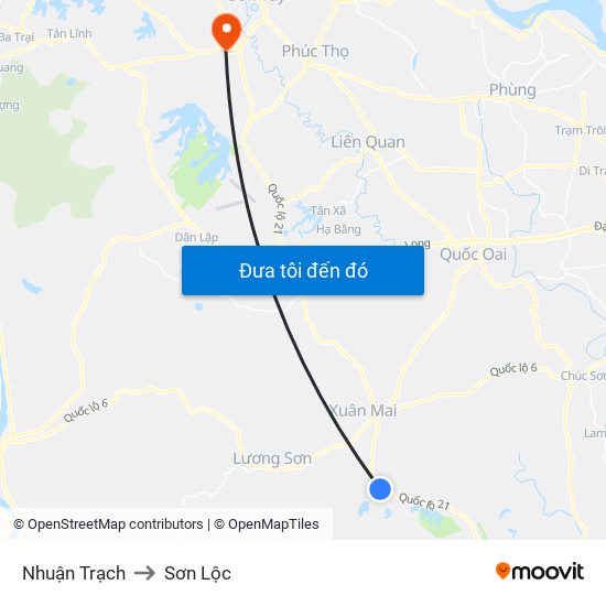 Nhuận Trạch to Sơn Lộc map