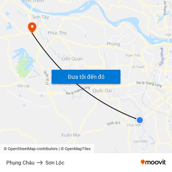 Phụng Châu to Sơn Lộc map