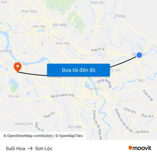 Suối Hoa to Sơn Lộc map