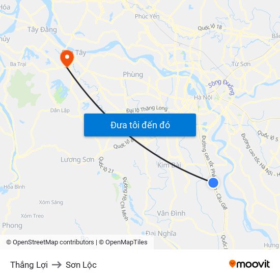Thắng Lợi to Sơn Lộc map