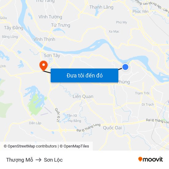 Thượng Mỗ to Sơn Lộc map