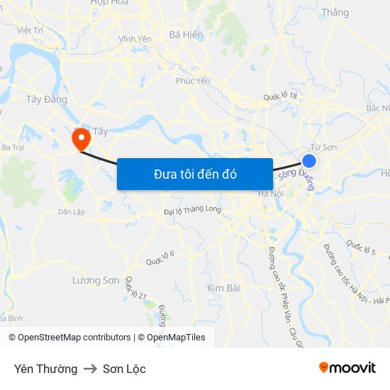 Yên Thường to Sơn Lộc map