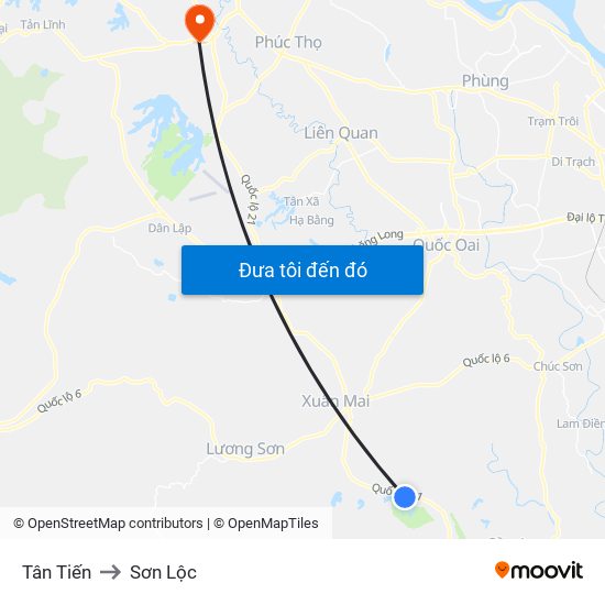 Tân Tiến to Sơn Lộc map