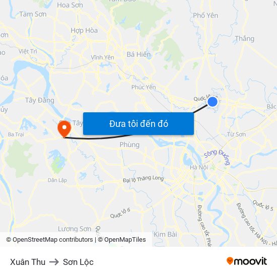 Xuân Thu to Sơn Lộc map