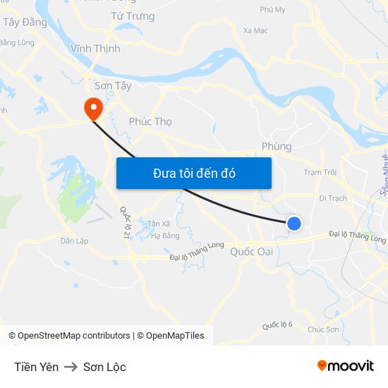 Tiền Yên to Sơn Lộc map