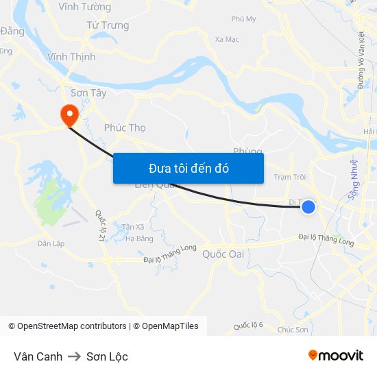 Vân Canh to Sơn Lộc map