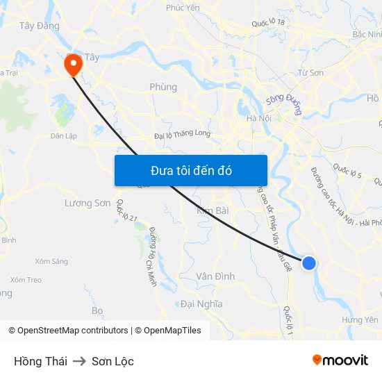 Hồng Thái to Sơn Lộc map