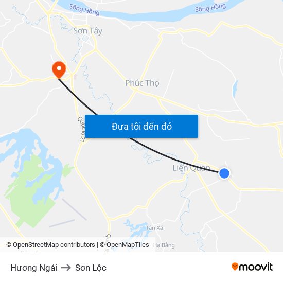 Hương Ngải to Sơn Lộc map