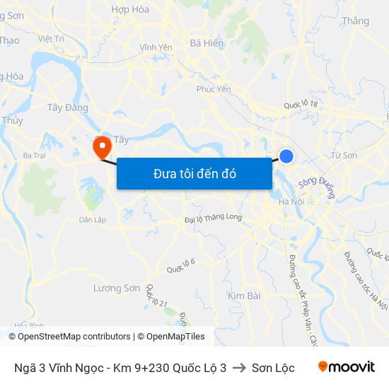 Ngã 3 Vĩnh Ngọc - Km 9+230 Quốc Lộ 3 to Sơn Lộc map