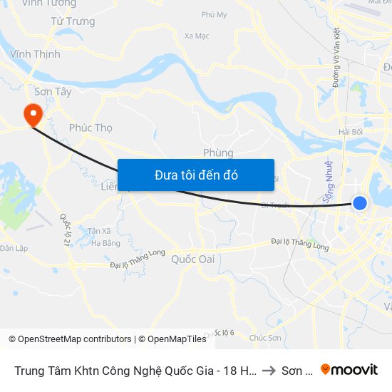 Trung Tâm Khtn Công Nghệ Quốc Gia - 18 Hoàng Quốc Việt to Sơn Lộc map