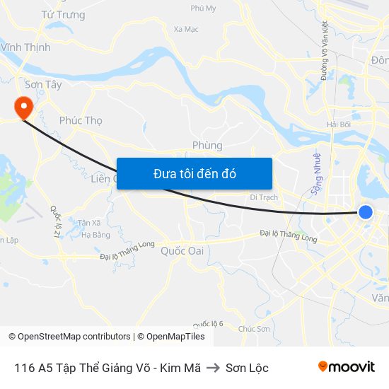116 A5 Tập Thể Giảng Võ - Kim Mã to Sơn Lộc map