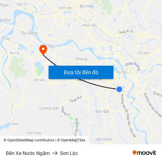 Bến Xe Nước Ngầm to Sơn Lộc map