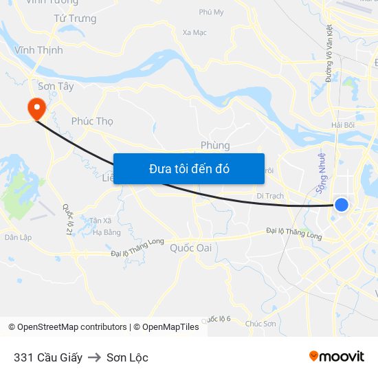 331 Cầu Giấy to Sơn Lộc map