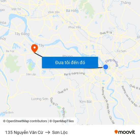 135 Nguyễn Văn Cừ to Sơn Lộc map