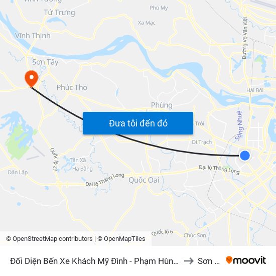 Đối Diện Bến Xe Khách Mỹ Đình - Phạm Hùng (Cột Trước) to Sơn Lộc map