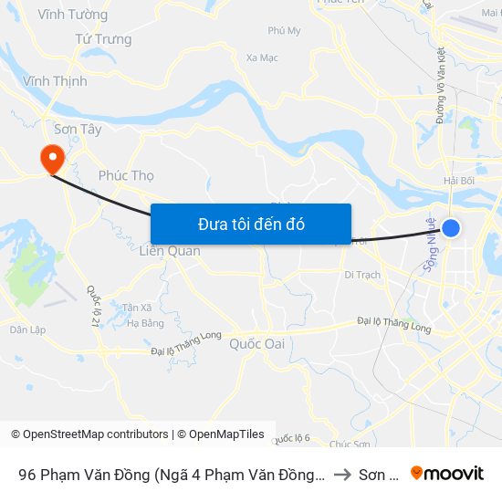 96 Phạm Văn Đồng (Ngã 4 Phạm Văn Đồng - Xuân Đỉnh) to Sơn Lộc map