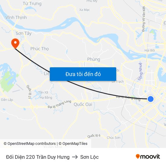 Đối Diện 220 Trần Duy Hưng to Sơn Lộc map