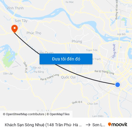 Khách Sạn Sông Nhuệ (148 Trần Phú- Hà Đông) to Sơn Lộc map