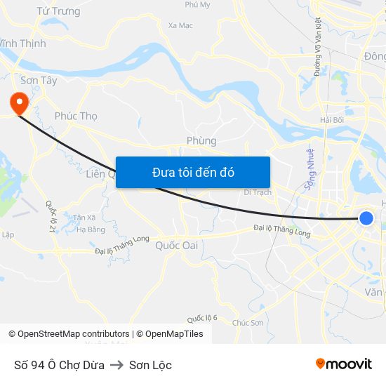 Số 94 Ô Chợ Dừa to Sơn Lộc map