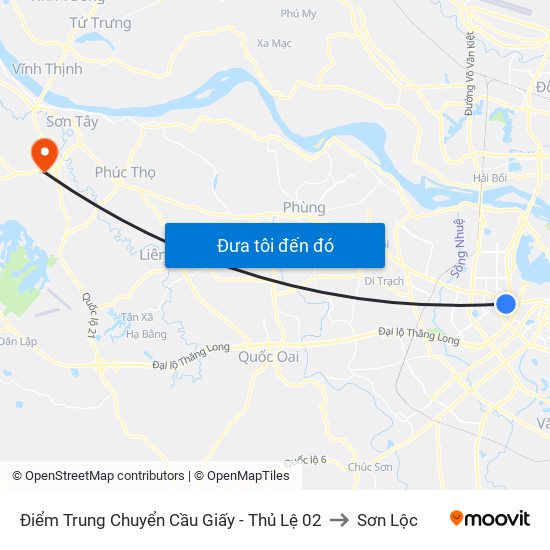 Điểm Trung Chuyển Cầu Giấy - Thủ Lệ 02 to Sơn Lộc map