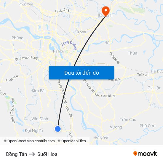 Đồng Tân to Suối Hoa map