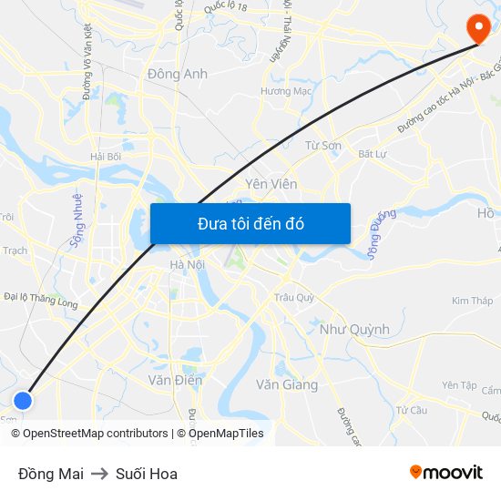Đồng Mai to Suối Hoa map