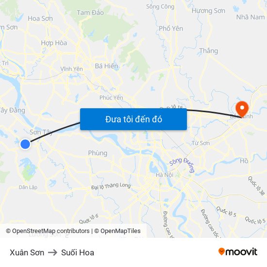 Xuân Sơn to Suối Hoa map