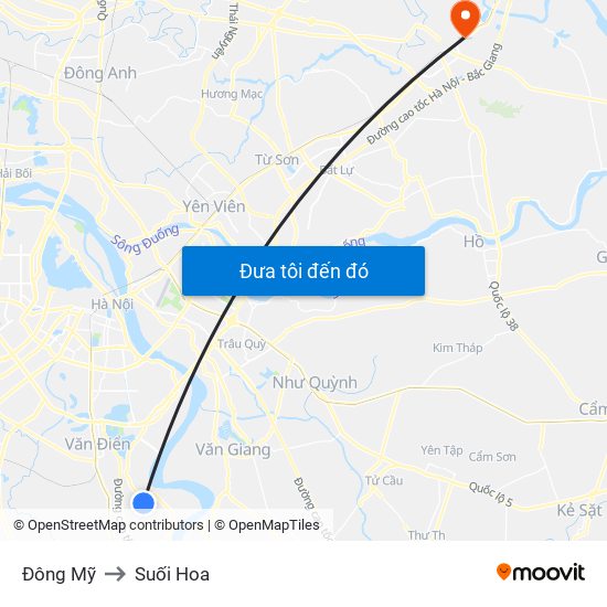 Đông Mỹ to Suối Hoa map