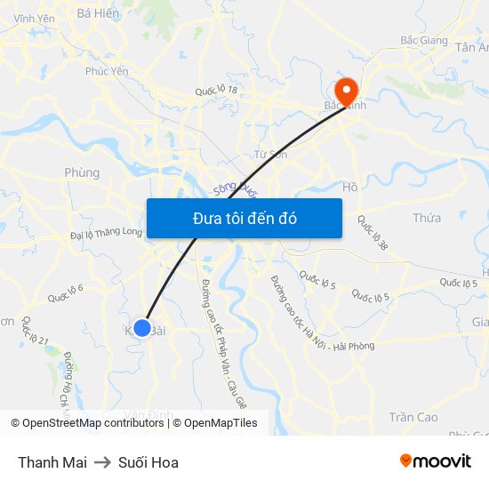 Thanh Mai to Suối Hoa map