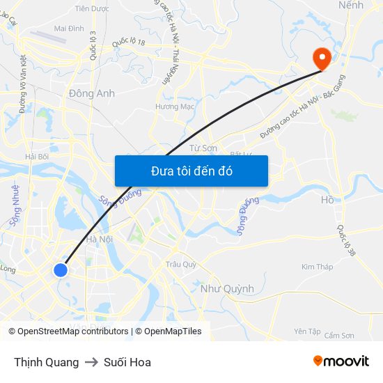 Thịnh Quang to Suối Hoa map