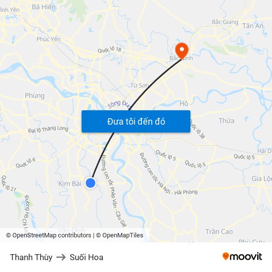 Thanh Thùy to Suối Hoa map