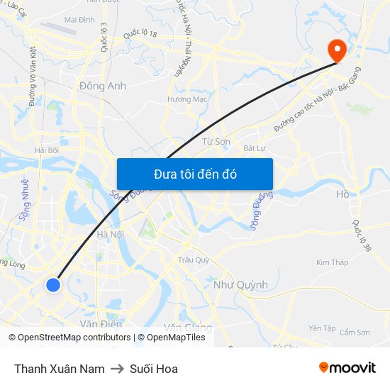 Thanh Xuân Nam to Suối Hoa map