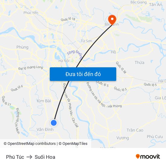 Phú Túc to Suối Hoa map