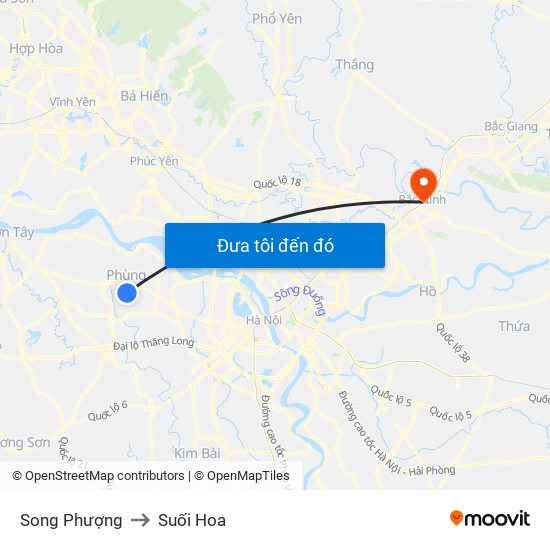 Song Phượng to Suối Hoa map