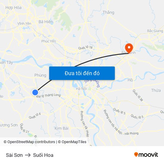 Sài Sơn to Suối Hoa map
