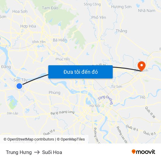 Trung Hưng to Suối Hoa map